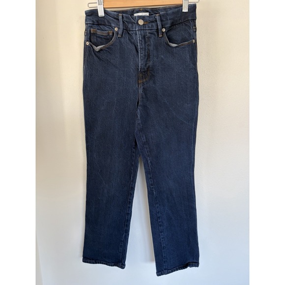 Good American Denim - Good American Jeans Women's 4/27 Good Curve Straight Super High Rise Dark Wash